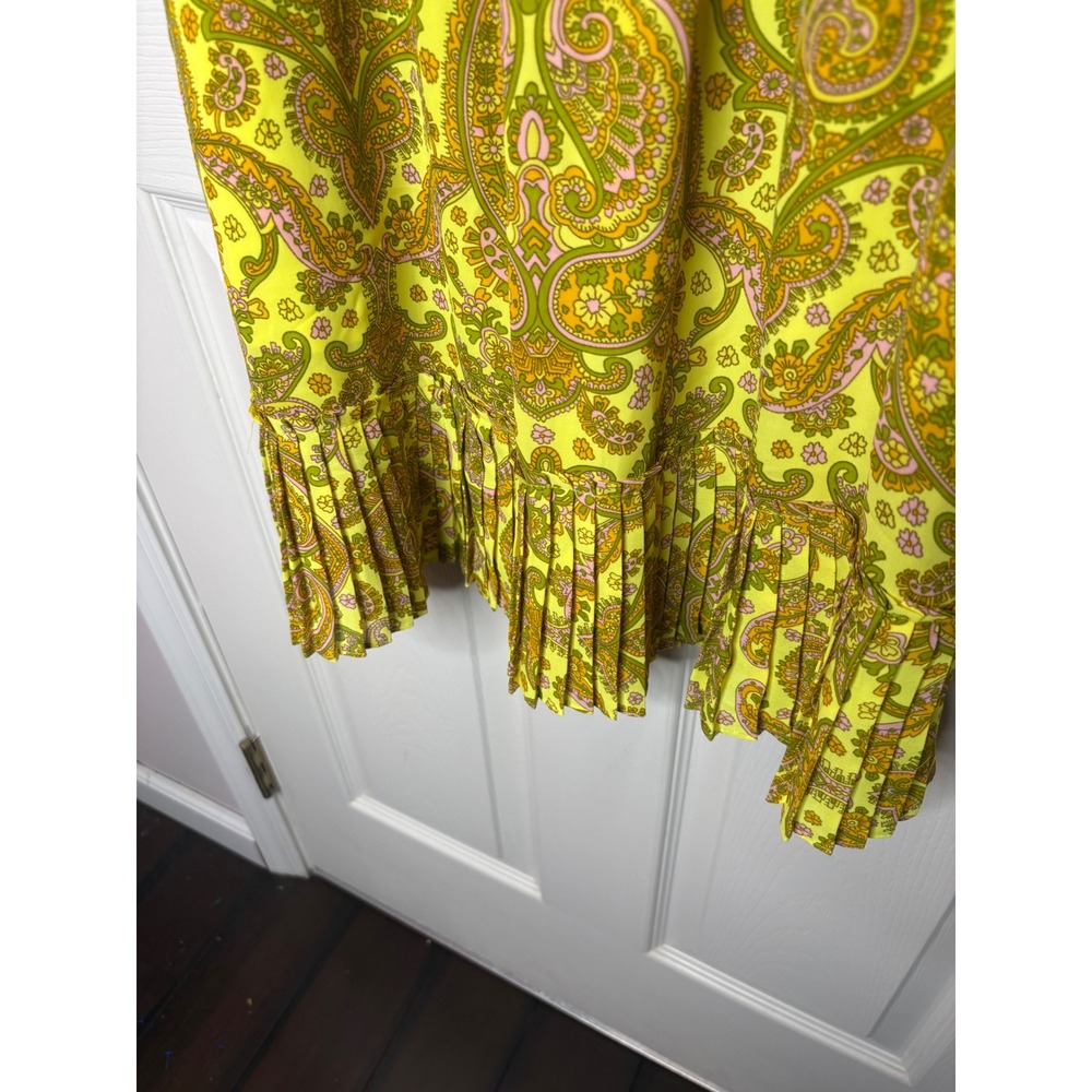Banana Republic Dress Paisley Yellow Sleeveless Ruffle Boho Petite XS - Picture 5 of 8